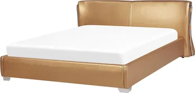Produktbild von BELIANI Wasserbett Gold 180 x 200 cm Leder Lxuriöse Ausstrahlung Geschwungene Kopfteil Designerbett Verchromte Füße Modern