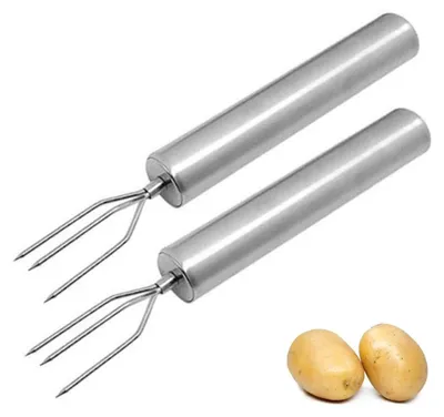 Pellkartoffelgabel-Set, 2er, Edelstahl, mit Sicherheitskappen, 14,5 cm