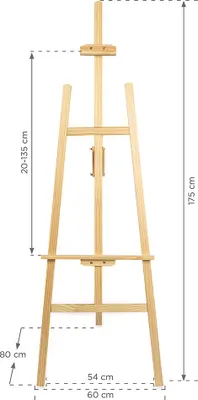 Produktbild von Staffelei für Künstler und Hobby - stabile Atelier-Staffelei höhenverstellbar natur / Holz