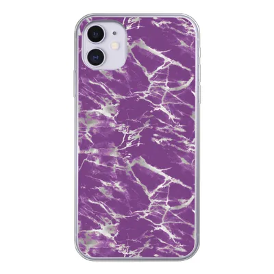 Produktbild von MuchoWow® Handyhülle Schutzhülle Hülle für iPhone 11 Violett - Weiß - Marmor - Muster Silikon Softcase Handy Hülle - Handytasche