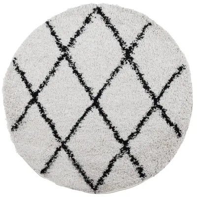 Produktbild von vidaXL Teppich Shaggy Hochflor Modern Creme und Schwarz Ø 120 cm