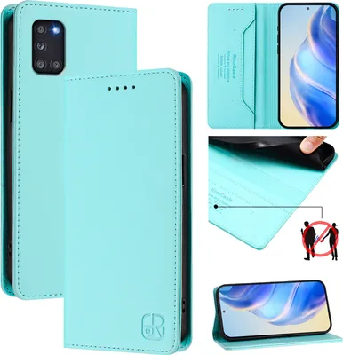 Produktbild von Lederhülle für Samsung Galaxy A31 Hülle Flip Brieftasche Kartenfächern Ständer Schutzhülle Türkis