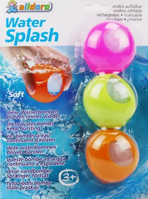 Produktbild von Alldoro 63026 Water Splash Water Bombs (orange, grün, pink)