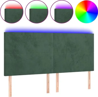 Produktbild von vidaXL LED Kopfteil Dunkelgrün 180x5x118/128 cm Samt