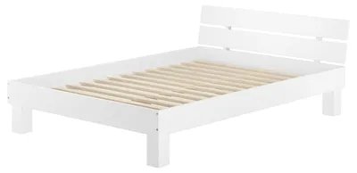Produktbild von Doppelbett Überlänge 140x220 Massivholzbett weiß Futonbett Jugend Zubehör wählbar V-60.86-14-220WRollrost inkl.