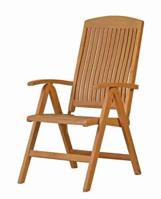 Produktbild von Teakholz Gartenstuhl Brighton Premium als wetterfester Teak Hochlehner mit hoher Lehne für Garten Terrasse Balkon