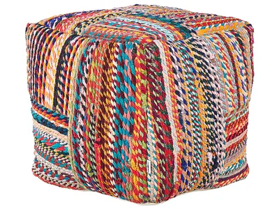 Obrázek produktu pro BELIANI Puf Vícebarevná bavlna polystyrenové kuličky náplň 40 x 40 x 40 cm Ruční výroba Recyklovaný materiál taburet Boho Styl Obývací pokoj