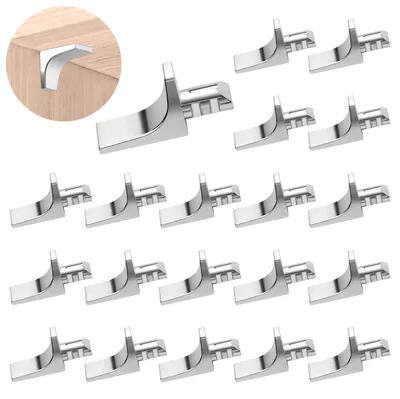 Produktbild von Plankhalter Set - 20 Vernickelte Planksteuen - 5mm Vierkant-Form - L Form Metall Regalbodenträger