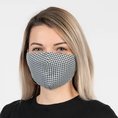 Produktbild von Clayre & Eef Waschbare Maske 13x26 cm Schwarz Weiß Baumwolle