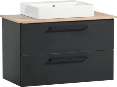 Zdjęcie produktu dla Zestaw łazienkowy Möbelpartner Malte 86 cm czarny 701871