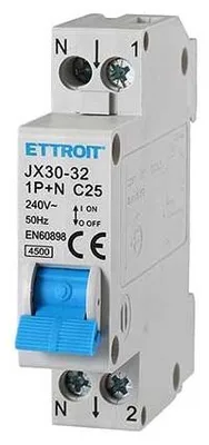 Imagen del producto de INTERRUPTOR MAGNETOTÉRMICO COMPACTO ETTROIT, 1P+N, Corriente nominal 25A