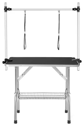Produktbild von Professioneller Haustierpflegetisch - klappbar - höhenverstellbarer Stützarm - 60 kg Tragfähigkeit - 90 x 60 x 76 cm - Schwarz