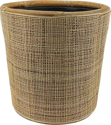 Zdjęcie produktu dla Rattanowa doniczka do suszenia Blonde - ø 42 x 42 cm - Zrównoważona sadzarka z wodoodpornym plastikiem z recyklingu wewnątrz - Sadzarka - Jasnobrązowy