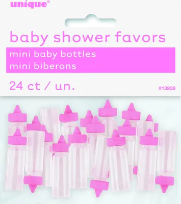 Produktbild von Favours Babyflasche Mini Pink 24 Stück Babyparty Dekoration für Mädchen