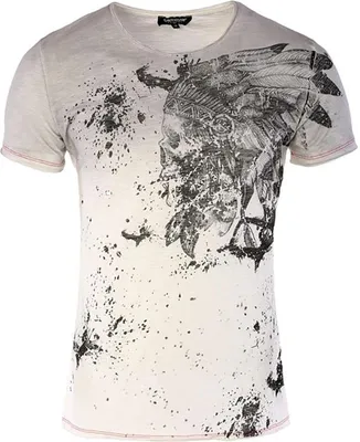 Produktbild von Brandneu Designer T-Shirt CARISMA Grau Indian-Skull-Print CRM4476 L
