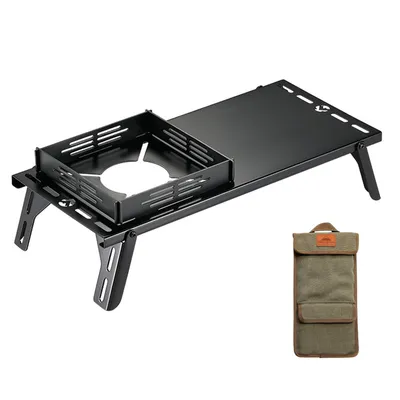 Zdjęcie produktu dla Przenośny stolik kempingowy, składany stolik kempingowy, nośność 5 kg, stolik kempingowy ze stali nierdzewnej, 36 x 11 x 17 cm, czarny