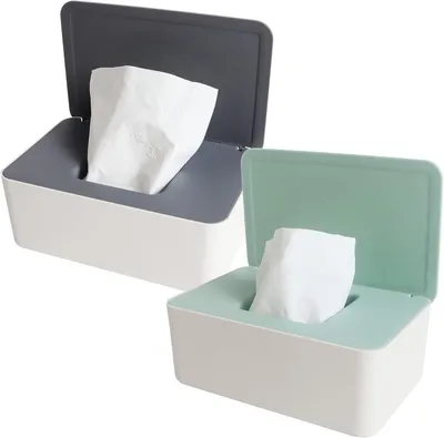 Imagen del producto de Dispensador de toallitas húmedas, paquete de 2 unidades, 18,5 x 12 x 7 cm, para uso doméstico y de oficina