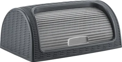 Produktbild von Michelino Brotbehälter 41 x 26 x 18 cm Brotbehälter mit Rolldeckel Brotkasten Rollbrotkasten Brotdose Anthrazit