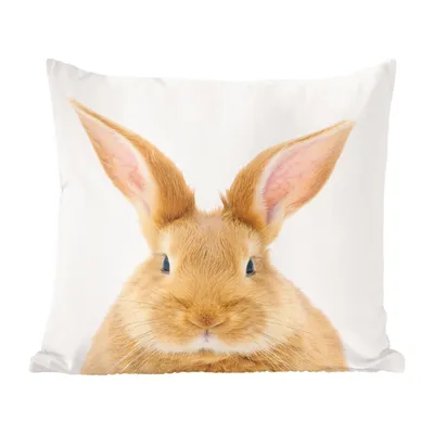 Produktbild von MuchoWow® Zierkissen Sofakissen Wohnzimmer Dekokissen 45x45 cm Kinder - Kaninchen - Kind - Mädchen - Jungen - Schlafpolster - Polster für das Sofa