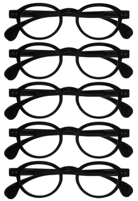 Produktbild von OPULIZE OCA Lesebrille - 5er-Pack - Moderne Runde Retro-Fassung - Schwarz - Herren Damen - Federscharniere - RRRRR54-1 - +3.50