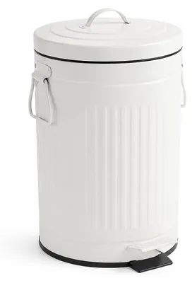 Produktbild von Relaxdays Mülleimer, 12 Liter, Küche, Bad, entnehmbarer Inneneimer, Fußpedal, Softclose, Metall, Tretmülleimer, weiß