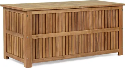Produktbild von Kissenbox Truhe Noemi 130 x 55 x 59 cm Akazienholz Natur geölt in Dielen-Optik