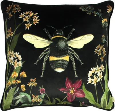 Obrázek produktu pro Evans Lichfield - Bee - povlak na polštář "Midnight Garden" RV2407 (43 cm x 43 cm) (černá/zelená)
