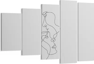 Produktbild von Bild auf Leinwand - Leinwandbild - 5 Teile - Stück Linear Paar - 150x100cm - Wand Bild - Wanddeko - Wandbilder - Leinwanddruck - Bilder - Wanddekoration - Leinwand bilder - Wandbild - EG150x100-4895