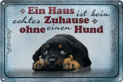 Produktbild von Blechschild Spruch 30x20cm kein echtes Zuhause ohne Hund