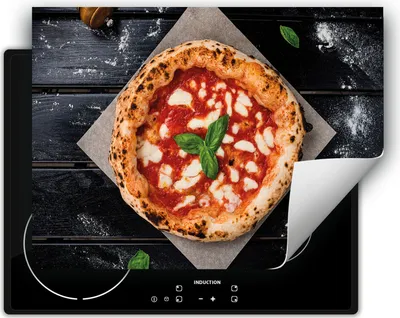 Produktbild von DarHaus Herdabdeckplatte 80x52 cm Anti Rutsch Matte Aufrollbar, Pizza - Holz