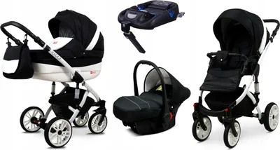 Produktbild von BabyLux® Lilly | 4in1 Kinderwagen Set | Carbon | Kombikinderwagen | Kinderwagenset | Isofix-Basi