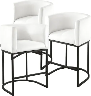 Image de Tabourets de bar, tabourets pour comptoir, lot de 3 (87 cm de hauteur). Chaises de cuisine avec dossier, accoudoirs, structure en métal et repose-pieds. Chaises de style bistrot (158...)