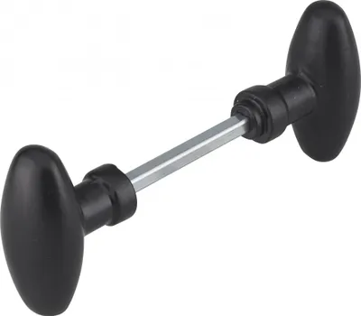 Image de Paire de boutons ovoïdes pour porte d'entrée, carré 6x90mm, 1 portée, noir - THIRARD