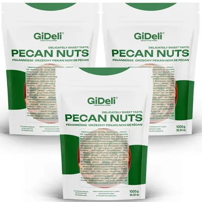 Image de Noix de pécan, 3 kg, non salées, naturelles, entières, produit brut, ingrédient pour la pâtisserie, collation. GiDeli