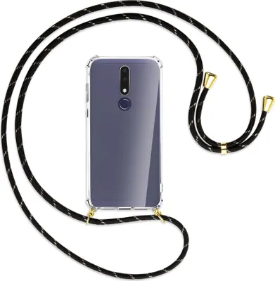 Produktbild von Handykette Backcover-Schutzhülle mit Band (Metall goldfarben) für Nokia 3.1 Plus - schwarz/gold