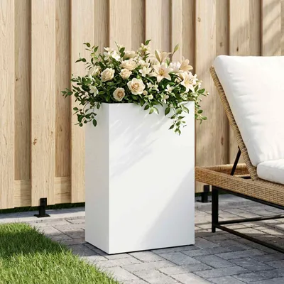 Image de Maison Exclusive - Pot de jardin blanc, 40 x 30 x 75 cm, en acier laminé à froid