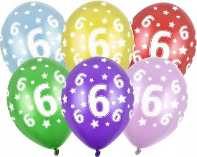 Immagine prodotto di Palloncini con stampa 6° compleanno, 5 pezzi. 1 confezione.