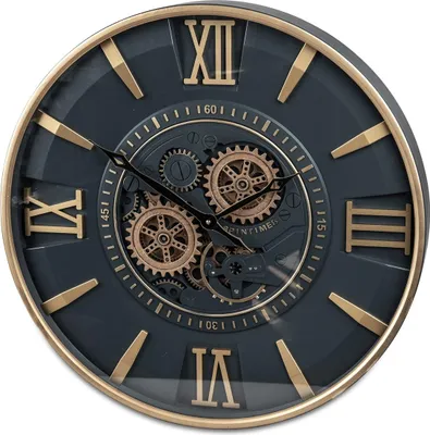 Produktbild von formano Wanduhr Spintimes 58 cm Metall mit sichtbar drehenden Zahnrädern