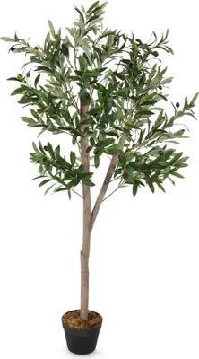 Immagine prodotto di 3.08 Ulivo artificiale in vaso da fiori - circa 150 cm - 928 foglie, 32 frutti, con tronco in legno (grande)