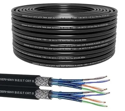 Zdjęcie produktu dla Kabel sieciowy cat 8 s/ftp 100 m zewnętrzny instalacyjny bezhalogenowy