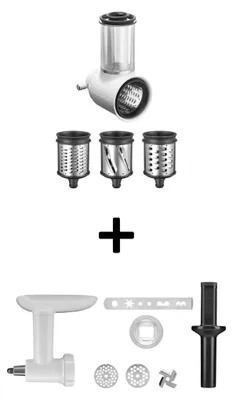Produktbild von KitchenAid Set Kunststofffleischwolf 5KSMFGA + Gemüseschneider 5KSMVSA
