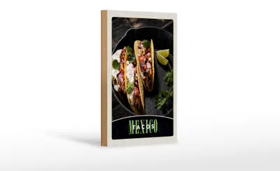Produktbild von Holzschild Reise 12x18 cm Mexiko USA Amerika Tacos Gerichte