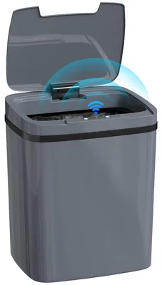 Produktbild von Sensor Mš¹lleimer 15L Automatischer Mš¹lleimer mit zwei ?ffnungsmodi, fš¹r Bš¹ro, Kš¹chen, 27,6 x 21,4 x 33,5 cm, Grau