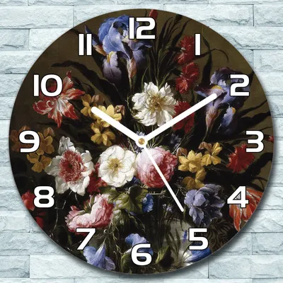 Produktbild von Wanduhr aus Glas Rund fi 30 Vintage Blumenstrauß Quarz Deko Schlafzimmer Büro