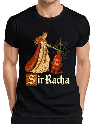 Produktbild von Sir Racha Scharfe Sauce Ritter Mittelalter Statement Sarkasmus Herren T-Shirt, Schwarz, L