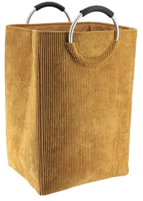 Produktbild von Faltbarer wäschekorb aus kordsamt 55l- senffarben - Tendance