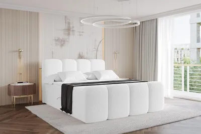 Produktbild von ALTDECOR Boxspringbett mit Fußteil - H3 Matratze und Topper - NINA-Z - 140x200 - Weiß - Doppelbett, Boxbett, Polsterbett mit Bettkasten mit Stauraum und Kopftei