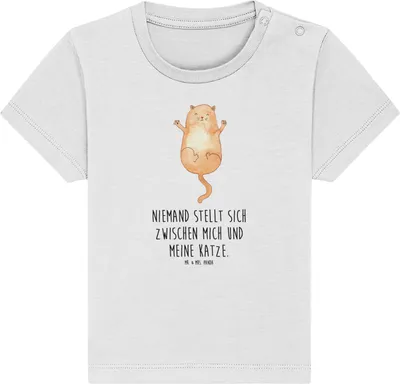 Produktbild von Mr. & Mrs. Panda Babyshirt Katze Umarmen 6. - 12. Monat - Weiß - Geschenk, Haustier, Baby Baumwollshirt,  Shirt, Kinder, T-Shirt, Verliebt, Cats, Cat, Katzen