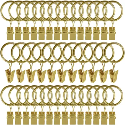 Produktbild von AMZSEVEN 44 Stück kleine Gardinenringe mit Clips, Metall Gardinenaufhänger Clips