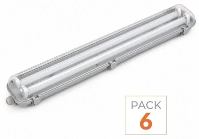 Produktbild von LED-Leuchtstreifen-Set IP65 + 2 LED-Leuchtstoffröhren 150 cm T8, 22 W - 6er-Pack - Warmweiß 2300K - 3500K